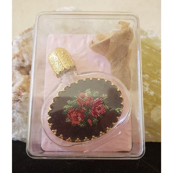 Vintage Petit Point Perfume Bottle in Original Box, Ormolu Filigree Top, Austria - Picture 2 of 8